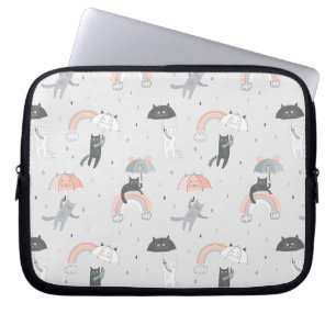 Cute Raining Cats Pattern Laptop Sleeve