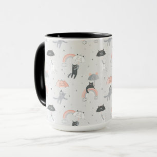 Cute Raining Cats Pattern Mug