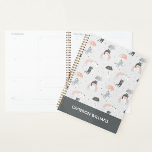 Cute Raining Cats Pattern Planner
