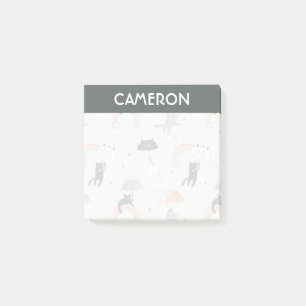Cute Raining Cats Pattern Post-it Notes