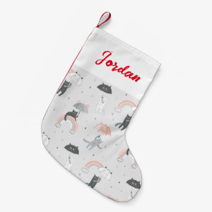 Cute Raining Cats Pattern Small Christmas Stocking