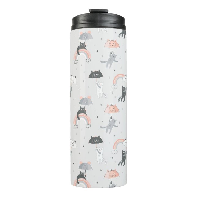 Cute Raining Cats Pattern Thermal Tumbler (Front)