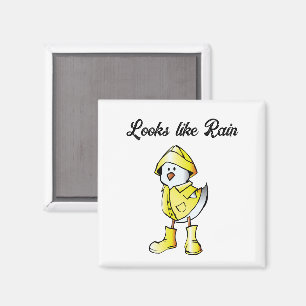Cute Rainy Day Chick – “Looks Like Rain” Cartoon Magnet