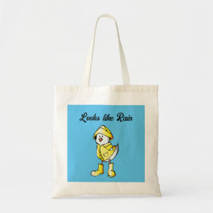 Cute Rainy Day Chick – “Looks Like Rain” Cartoon Tote Bag