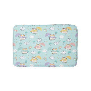 Cute Rainy Day Pattern Bath Mat