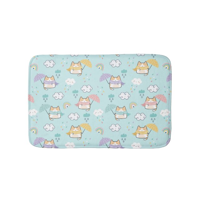 Cute Rainy Day Pattern Bath Mat (Front)