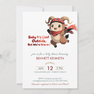 Cute Ram Winter Baby Shower Invitation
