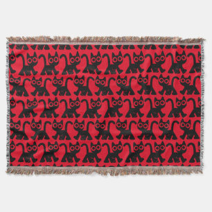 Cute Rambling Cartoon Cat Throw Blanket