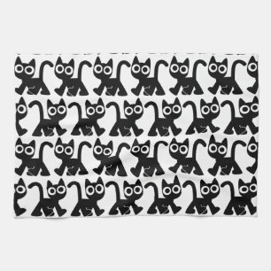 Cute Rambling Cartoon Chat Serviette de cuisine