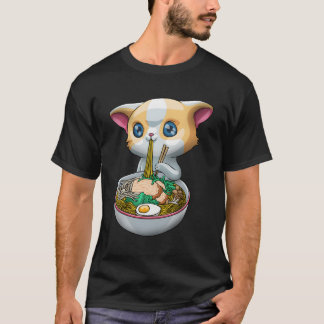Cute Ramen Cat Funny Kawaii Anime Kitten Japanese T-Shirt