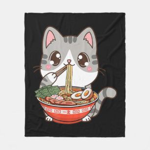 Cute Ramen Cat Kawaii Anime Japanese Food Boy Girl Fleece Blanket