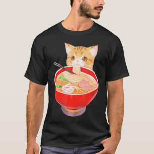 Cute Ramen Cat Kawaii Neko Anime Japanese Noodles  T-Shirt