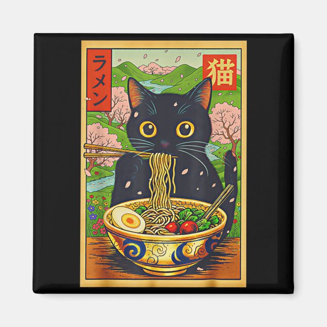 Cute Ramen Cat Nature Flowers Noodle Anime  Magnet (Front)