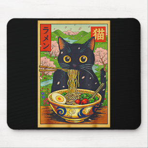 Cute Ramen Cat Nature Flowers Noodle Anime  Mouse Pad