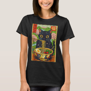 Cute Ramen Cat Nature Flowers Noodle Anime T-Shirt