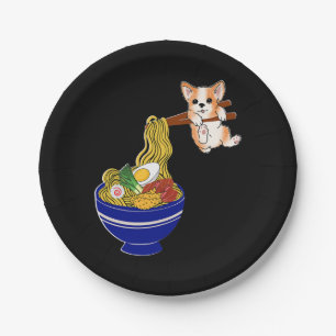 Cute Ramen Corgi Dog Paper Plate