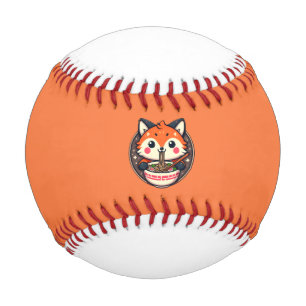 Cute Ramen Fox Illustration for Merch Design Baseball