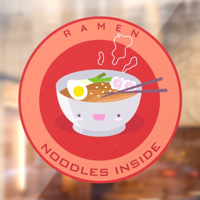 Cute Ramen Noodles Inside Restaurant Advert 3 Window Cling (Sheet 2)