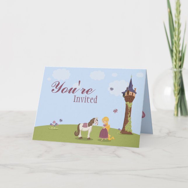 Cute rapunzel tower girl's birthday party invite (Front)