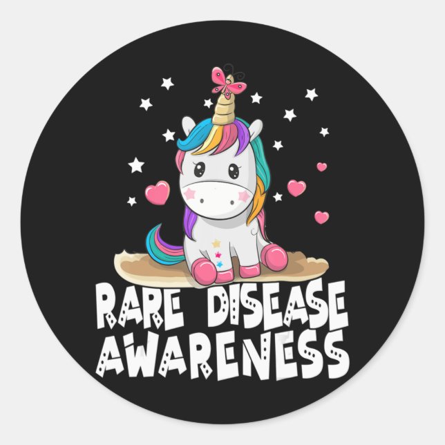 Cute Rare Disease Awareness T Shirt Unicorn Lovers Classic Round Sticker (Front)