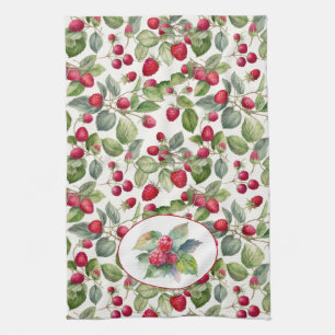 Cute Raspberries Watercolor  Kitchen Towel