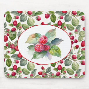 Cute Raspberries Watercolor Mouse Pad