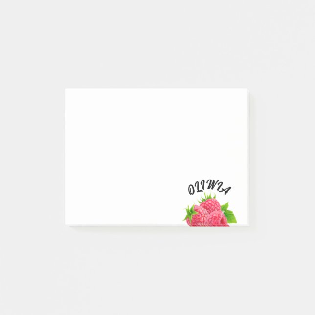 Cute raspberry Personalized Post-it notes (Front)