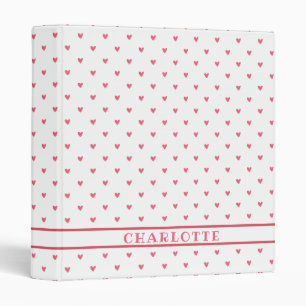 Cute Raspberry Pink Hearts - Personalized Kids Binder