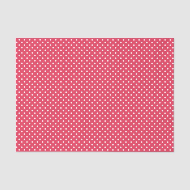 Cute Raspberry Pink & White Polkadots Tissue Paper (Front)