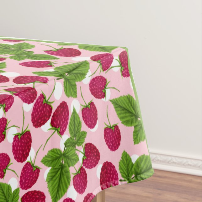 Cute Raspberry Polka Dot & Chevron Red Tablecloth (In Situ)