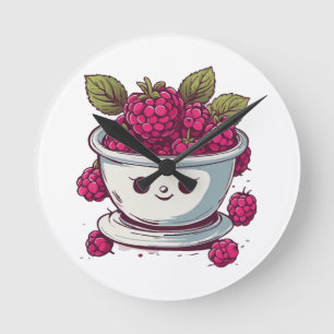 CUTE RASPBERRY ROUND CLOCK