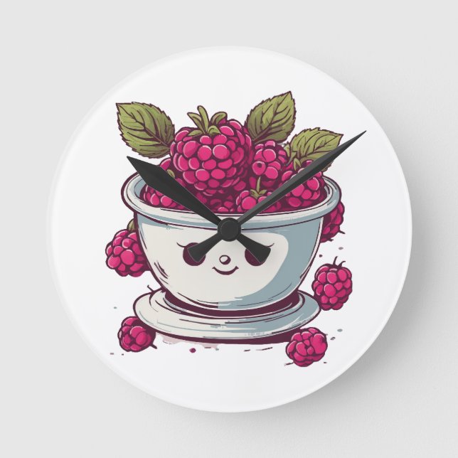 CUTE RASPBERRY ROUND CLOCK (Front)