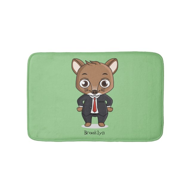 Cute rat cartoon illustration  bath mat (Front)