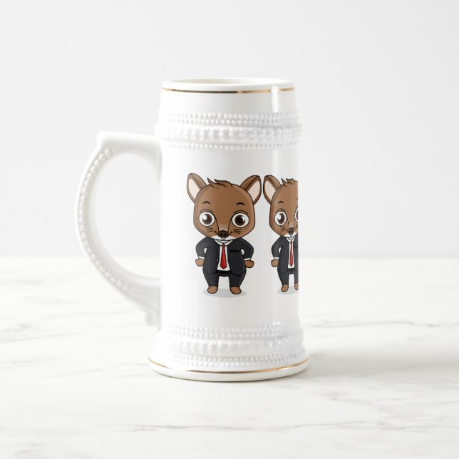 Cute rat cartoon illustration beer stein (Left)