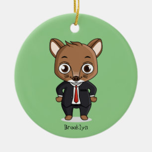 Cute rat cartoon illustration ceramic ornament