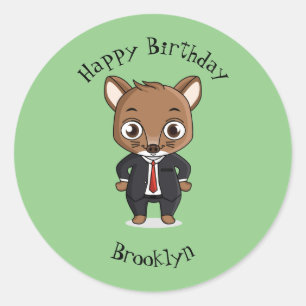 Cute rat cartoon illustration classic round sticker