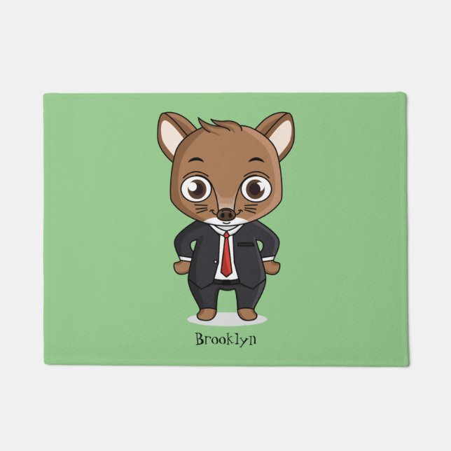Cute rat cartoon illustration doormat (Front)