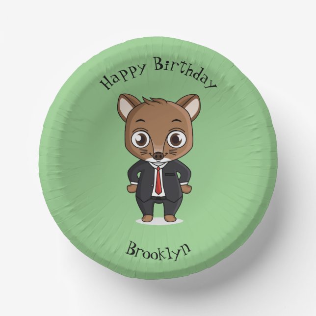 Cute rat cartoon illustration paper plate (Front)