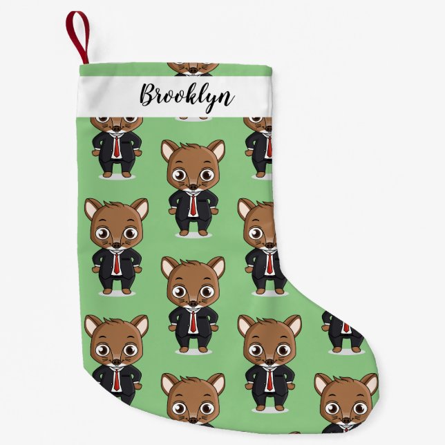 Cute rat cartoon illustration small christmas stocking (Front)
