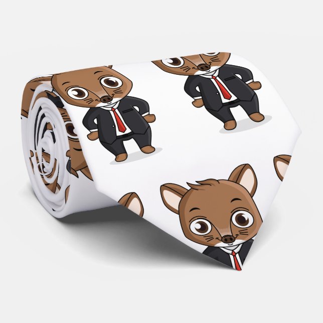 Cute rat cartoon illustration tie (Rolled)