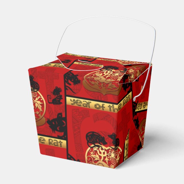 Cute Rat Chinese Year Zodiac Birthday TOFB Favor Box (Front Side)