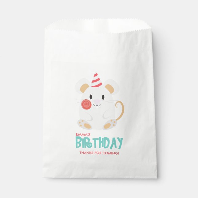 Cute Rat Kid's Birthday Party Favour Bag (Front)