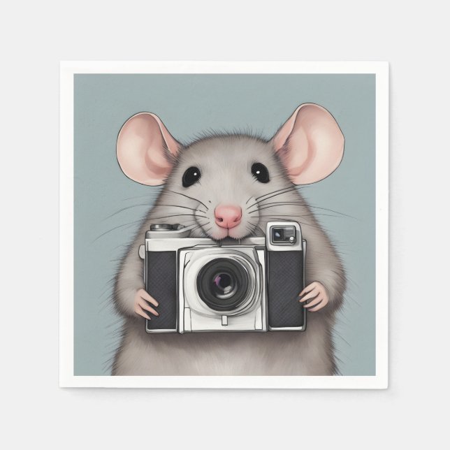 Cute Rat Photographer Napkin (Front)