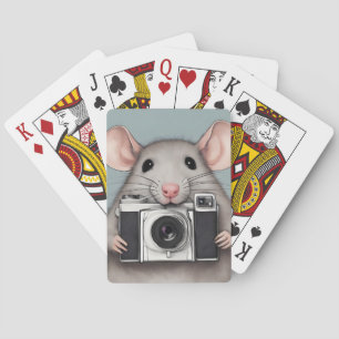 Cute Rat Photographer Playing Cards