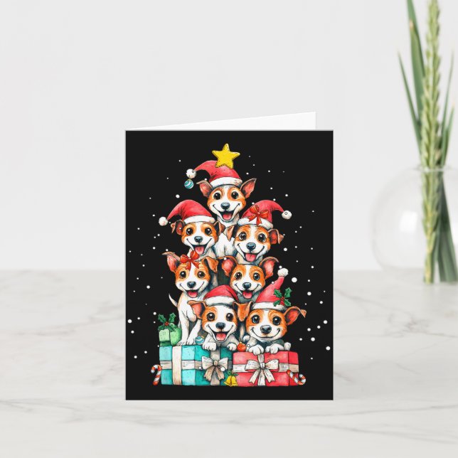 Cute Rat Terrier Le Dog Christmas Tree Xmas  Card (Front)