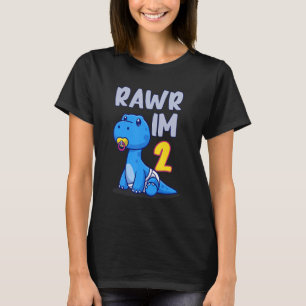 Cute Rawr Dinosaur 2 Years Trex Boy Girl Kids 2nd  T-Shirt