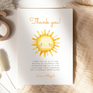 Cute Ray of Sunshine Baby Shower Thank You Card