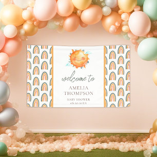 Cute Ray Of Sunshine Rainbow Welcome Baby Shower Banner