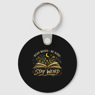 Cute read books be kind stay weird bookworm keychain