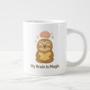 Cute Reading Bear — My Brain Is Magic Motivational Large Coffee Mug